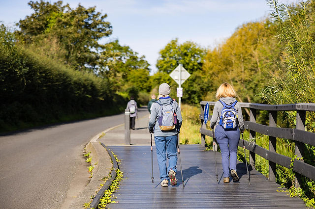 Two walkers enjoy trekking the Boyne Valley Camino